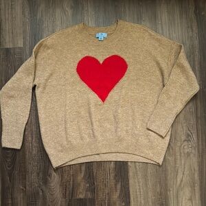 Heart Design Tan Sweater